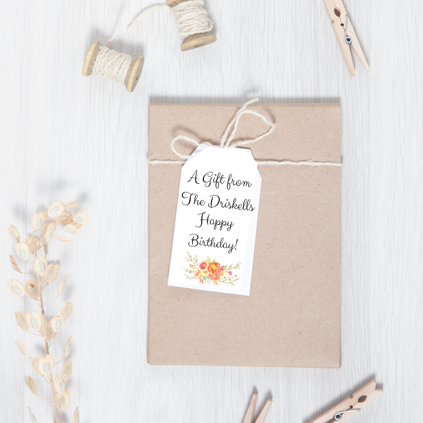 Rose Bouquet Printed Gift Tag