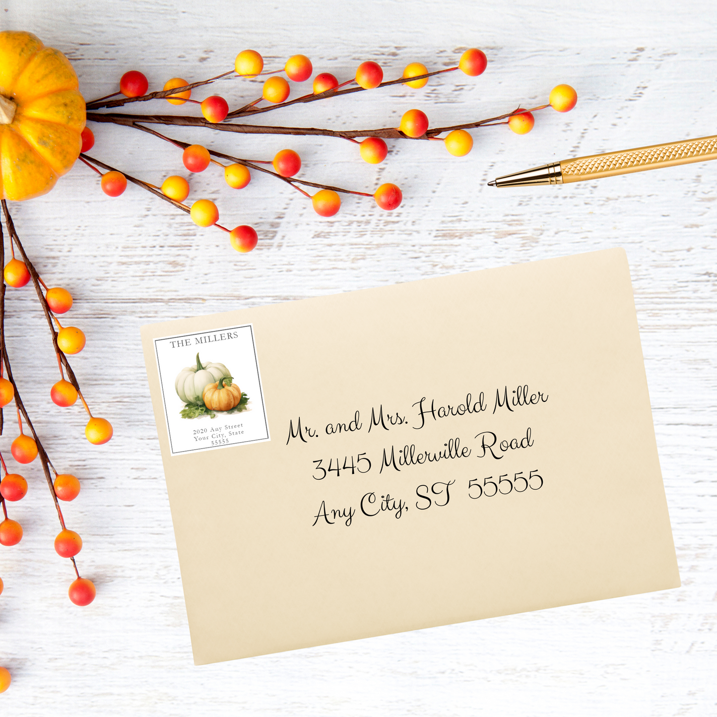 Autumn Pumpkins Printed Return Address Labels
