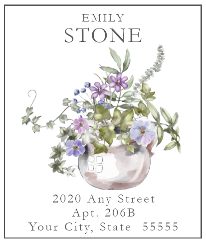 Lavender Floral Pot Printed Return Address Labels