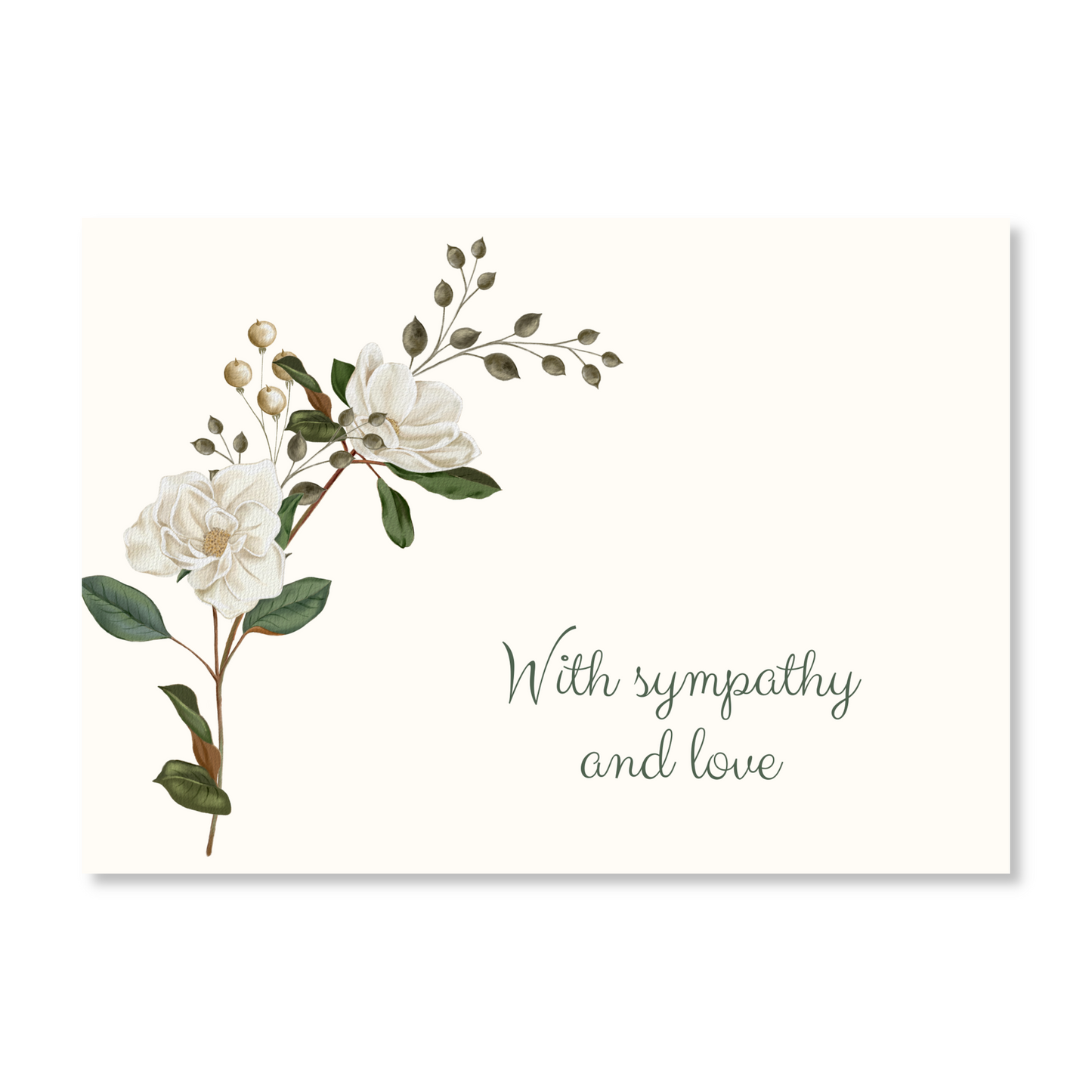 White Flower Branch Sympathy Card