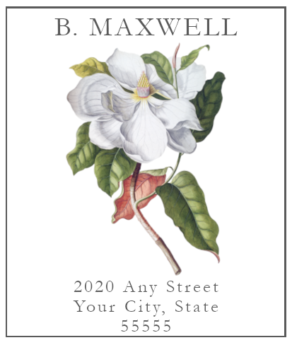 Botanical Magnolia Printed Return Address Labels | Sheet