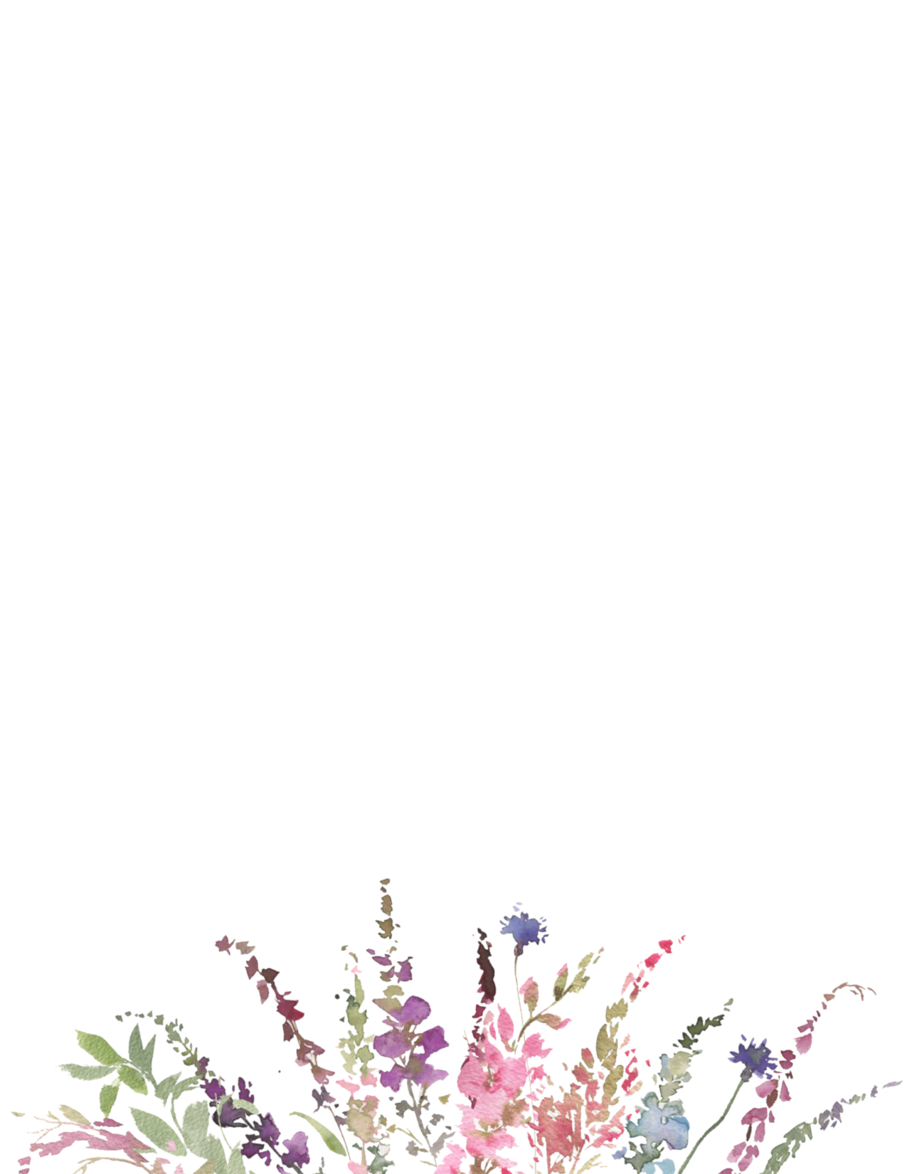 Watercolor Meadow Wildflower Floral Border Note Pad | 50 Sheets