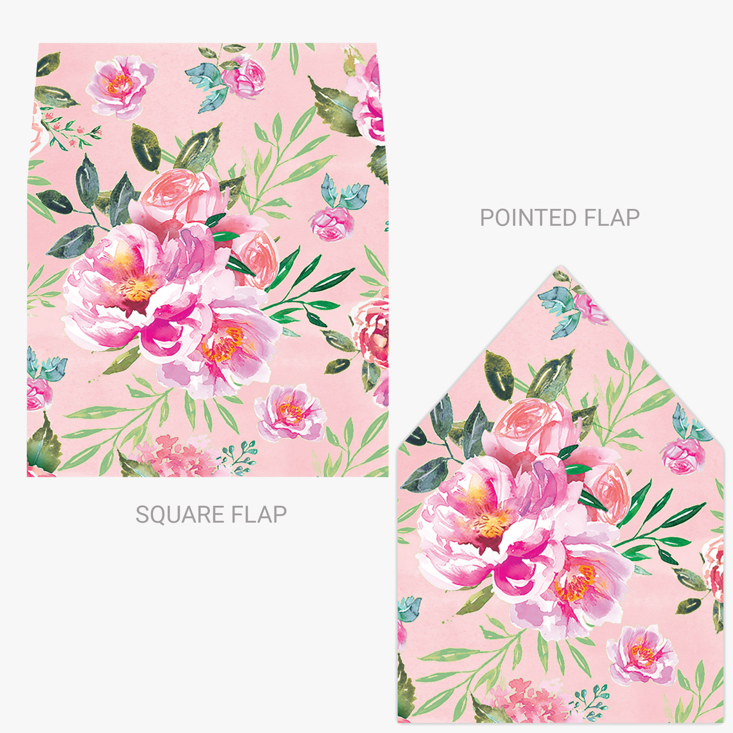 Digital Watercolor Pink Roses Patterned Envelope Liners