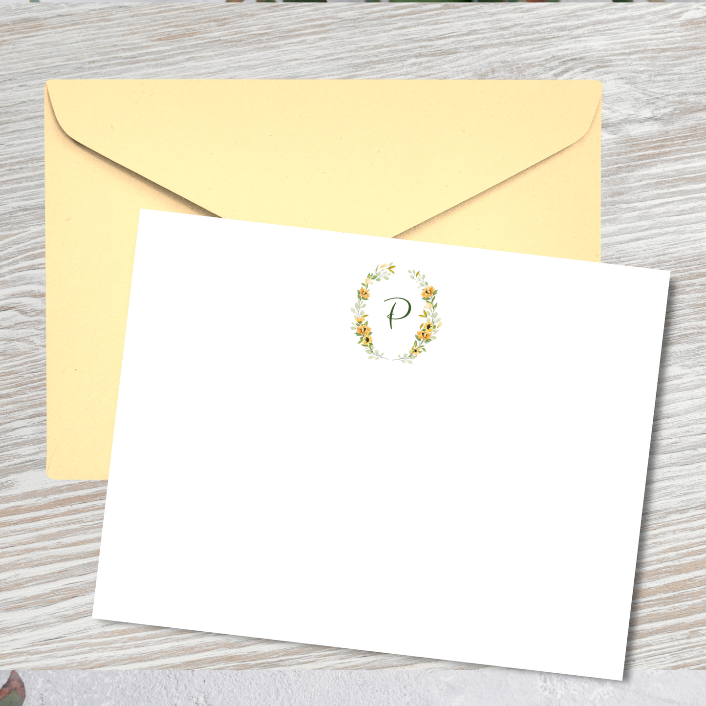 Mini Sunflower Monogram Flat Notes