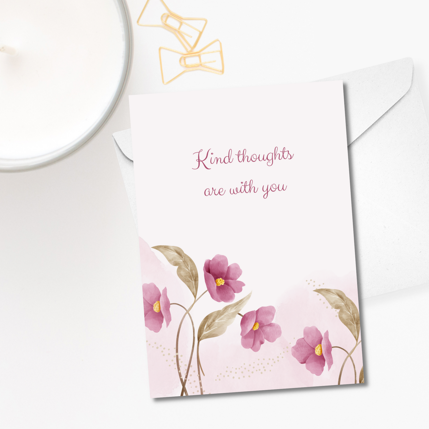 Pink Floral Care and Concern Greeting Card