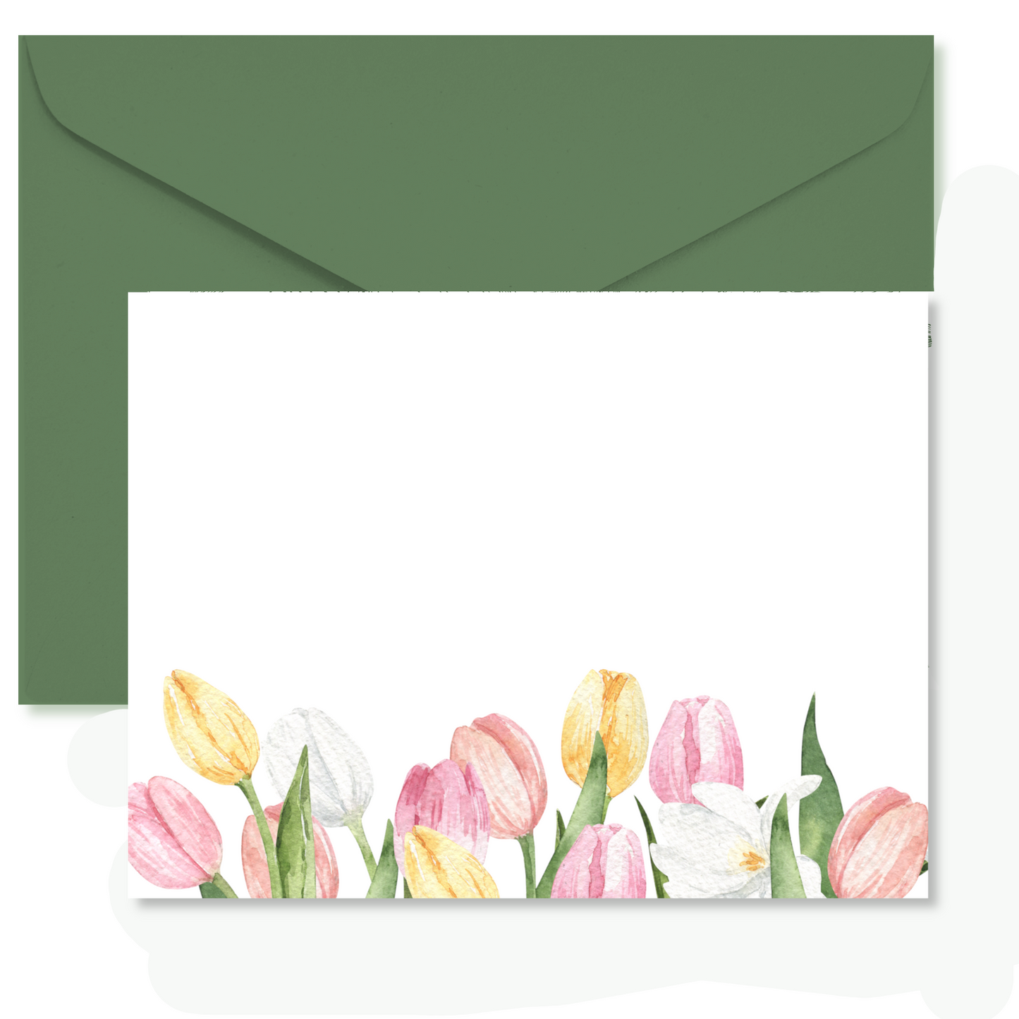 Pastel Tulip Border Flat Notes