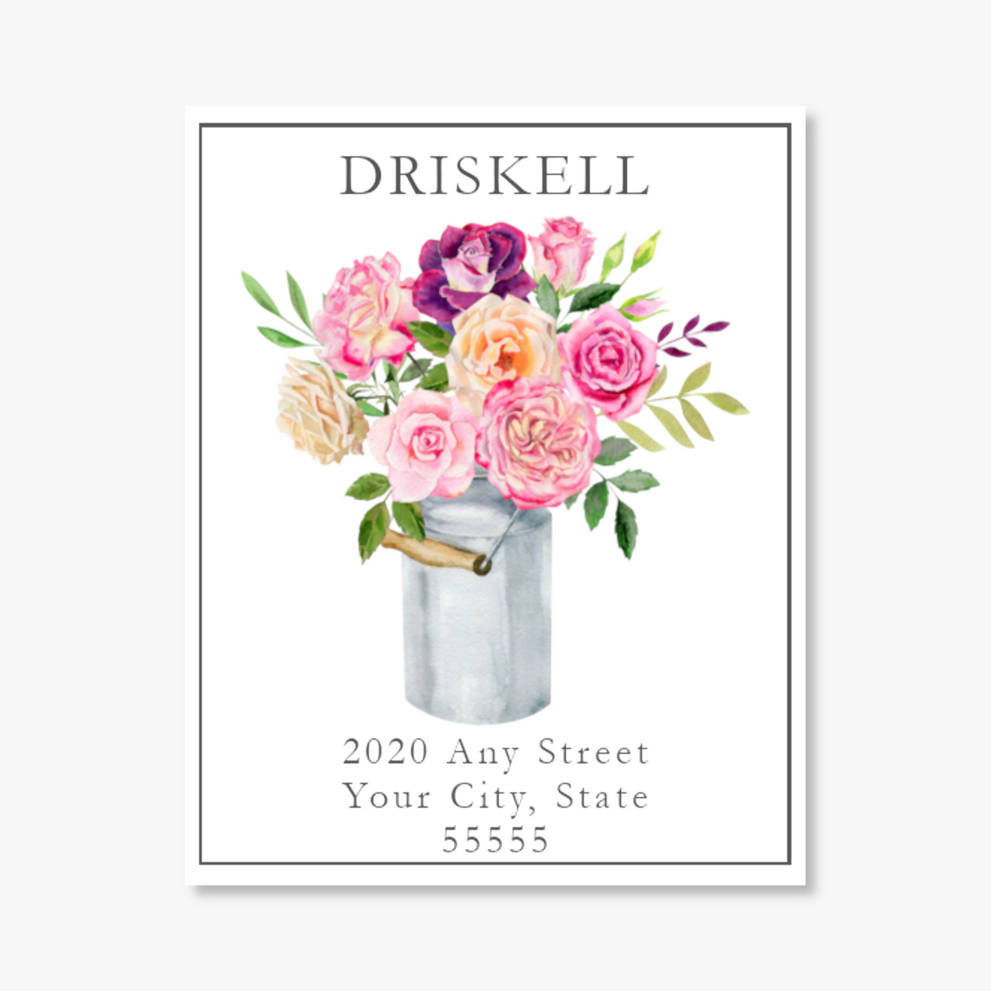 Bucket of Roses Printed Return Address Labels