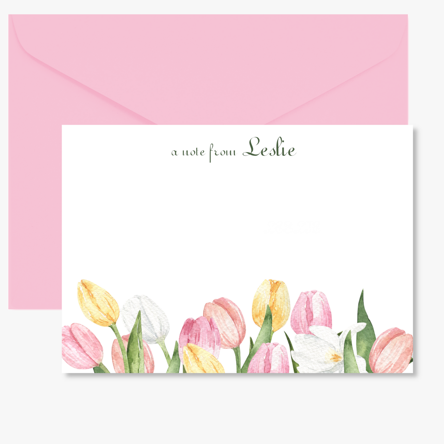Pastel Tulip Border Flat Notes