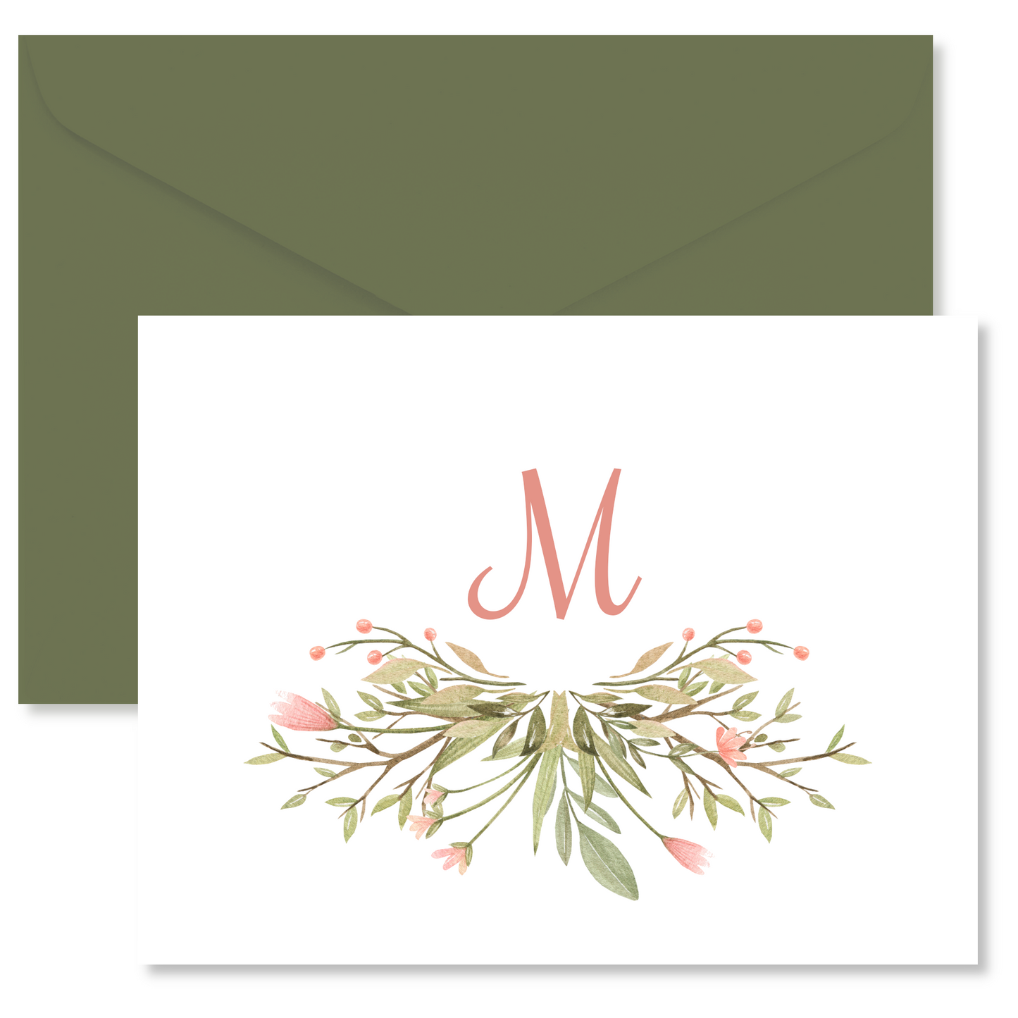 Floral Swag Monogram Note Cards
