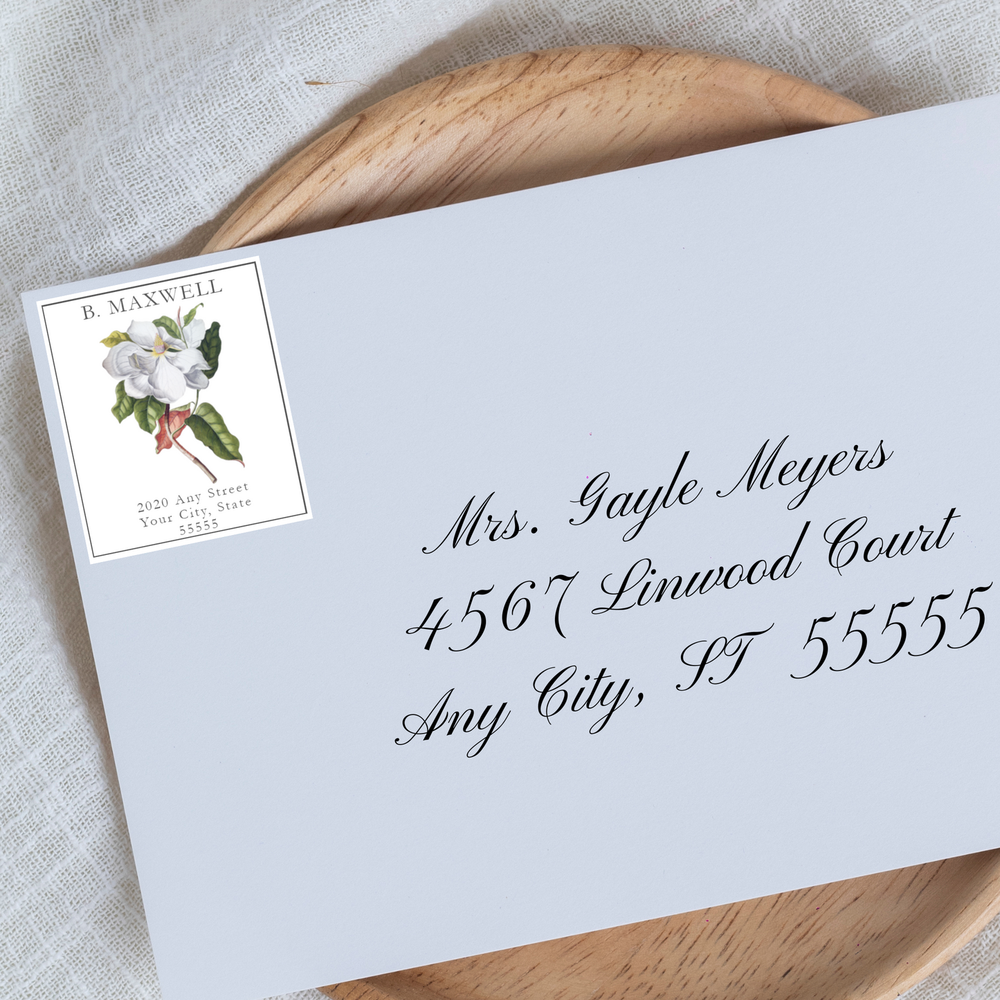 Botanical Magnolia Printed Return Address Labels | Sheet