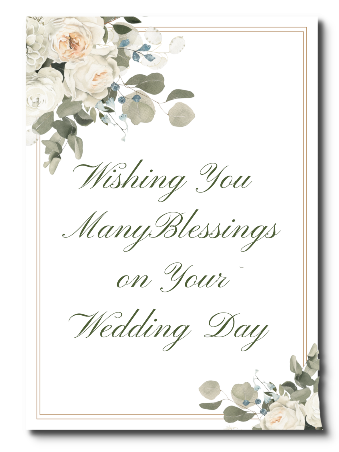 Elegant Rose and Gold Frame Wedding Card