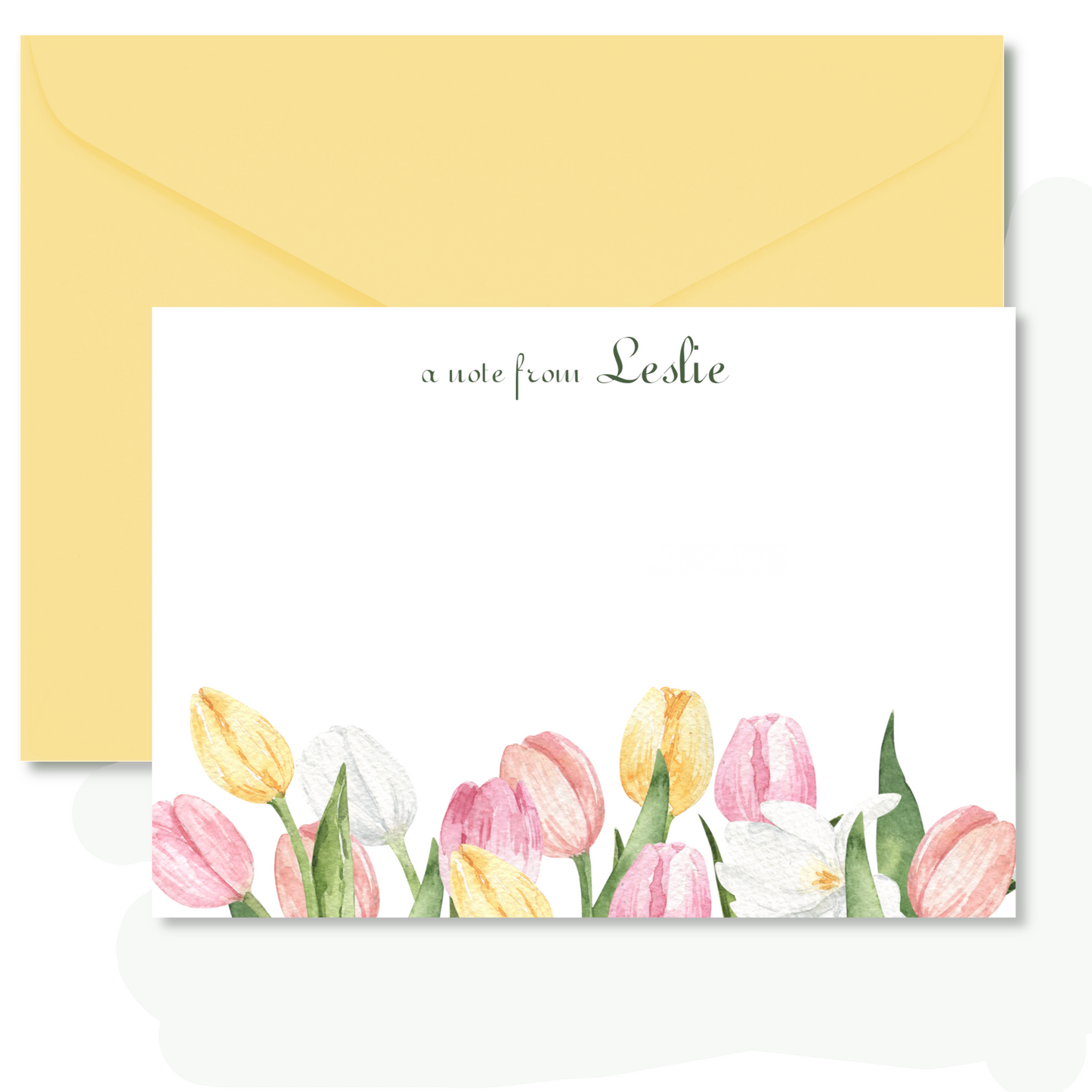Pastel Tulip Border Flat Notes